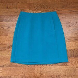 Banana Republic Women Pencil Skirt Turquoise Emerald Suit Welt Pockets 0 Mini